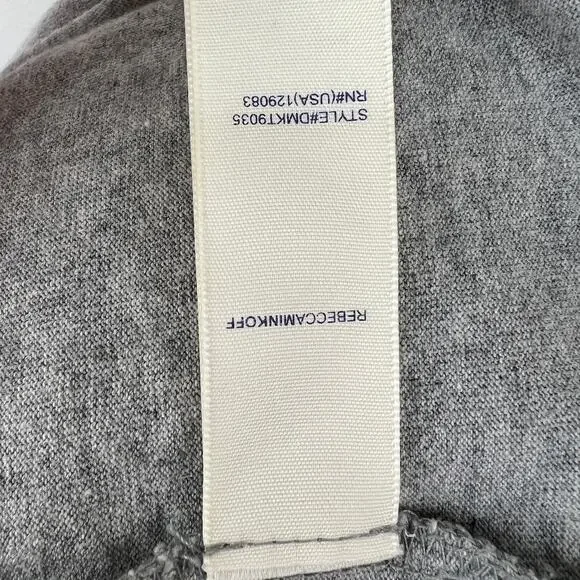 REBECCA MINKOFF Floral Embroidered T-Shirt Top Tee Gray Cotton Crewneck Size L - Picture 9 of 9